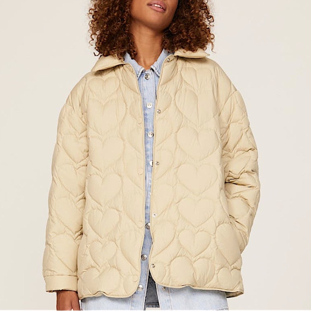 Sandro Gloriana Heart Quilted Puffer Jacket, NEW